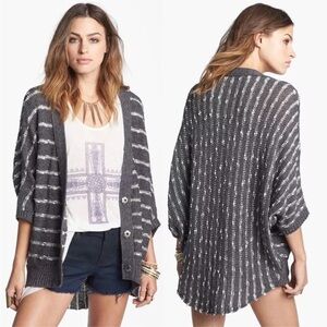 Free people grey and white striped cardigan sweater